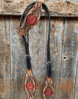 Light Oil Hand Painted Rose One Ear Headstall / Bridle 