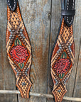 Light Oil Hand Painted Rose One Ear Headstall / Bridle 
