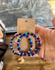 Lapis hoop earrings with spiny oyster and turquoise