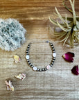 6 mm sterling silver pearls bracelet with  pink conch