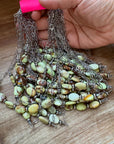 15-Inch Lemon Turquoise & Sterling Saucer Pearl Necklace on Paperclip Chain