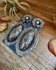 Leander Tahe Sterling Silver Earrings – Post & Dangle Statement with Stamped Detail