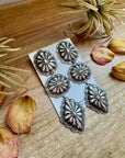 Rita Lee Sterling Silver Concho Earrings – Post & Dangle, Hand Stamped