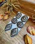 Rita Lee Sterling Silver Concho Earrings – Post & Dangle, Hand Stamped