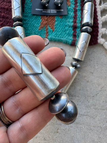 Navajo Sterling Silver Statement Necklace & Earring Set