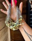15-Inch Lemon Turquoise & Sterling Saucer Pearl Necklace on Paperclip Chain