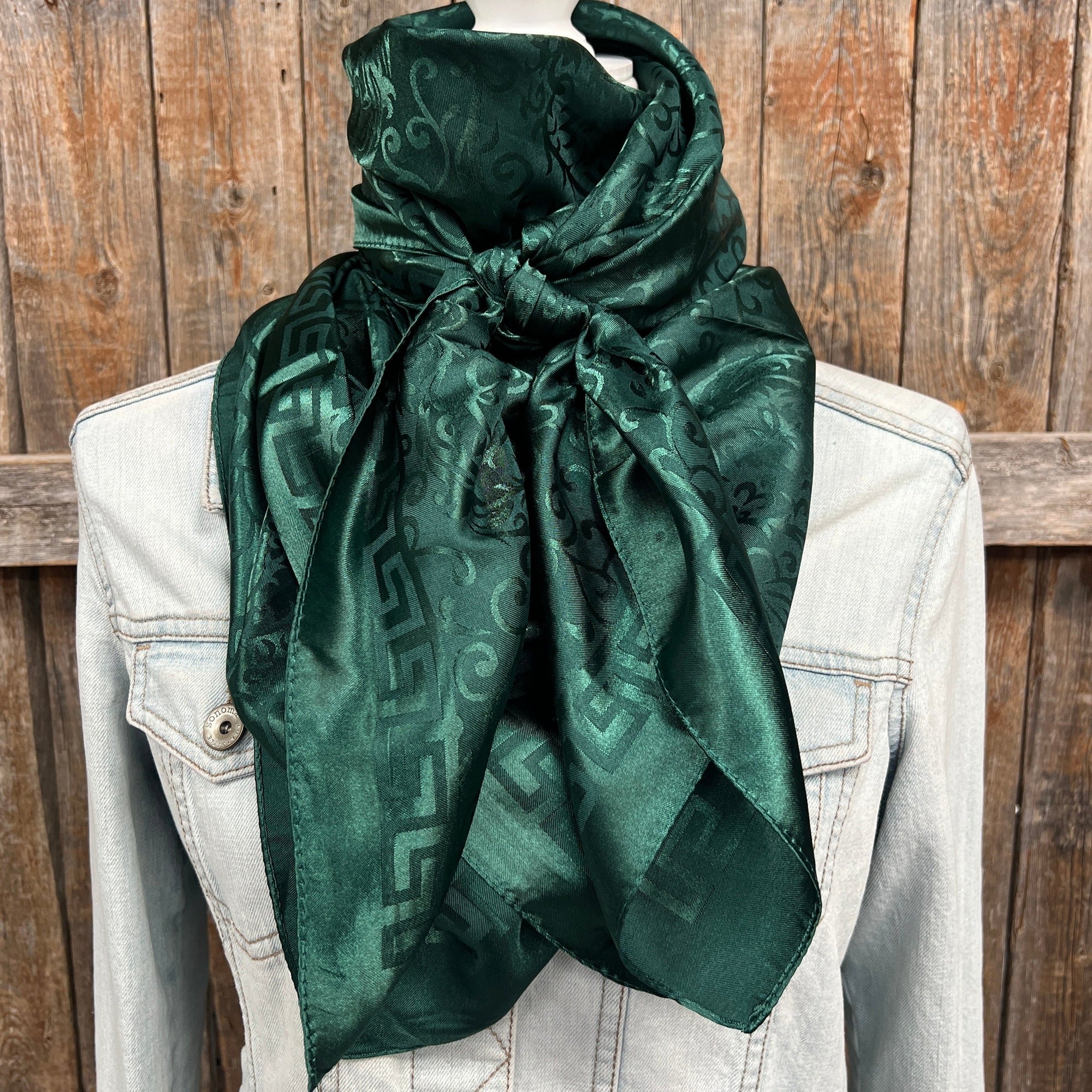42X42&quot;  Emerald Jacquard XL Wild Rag / Scarf WR3722