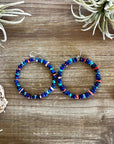 Lapis hoop earrings with spiny oyster and turquoise