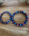 Lapis hoop earrings with spiny oyster and turquoise