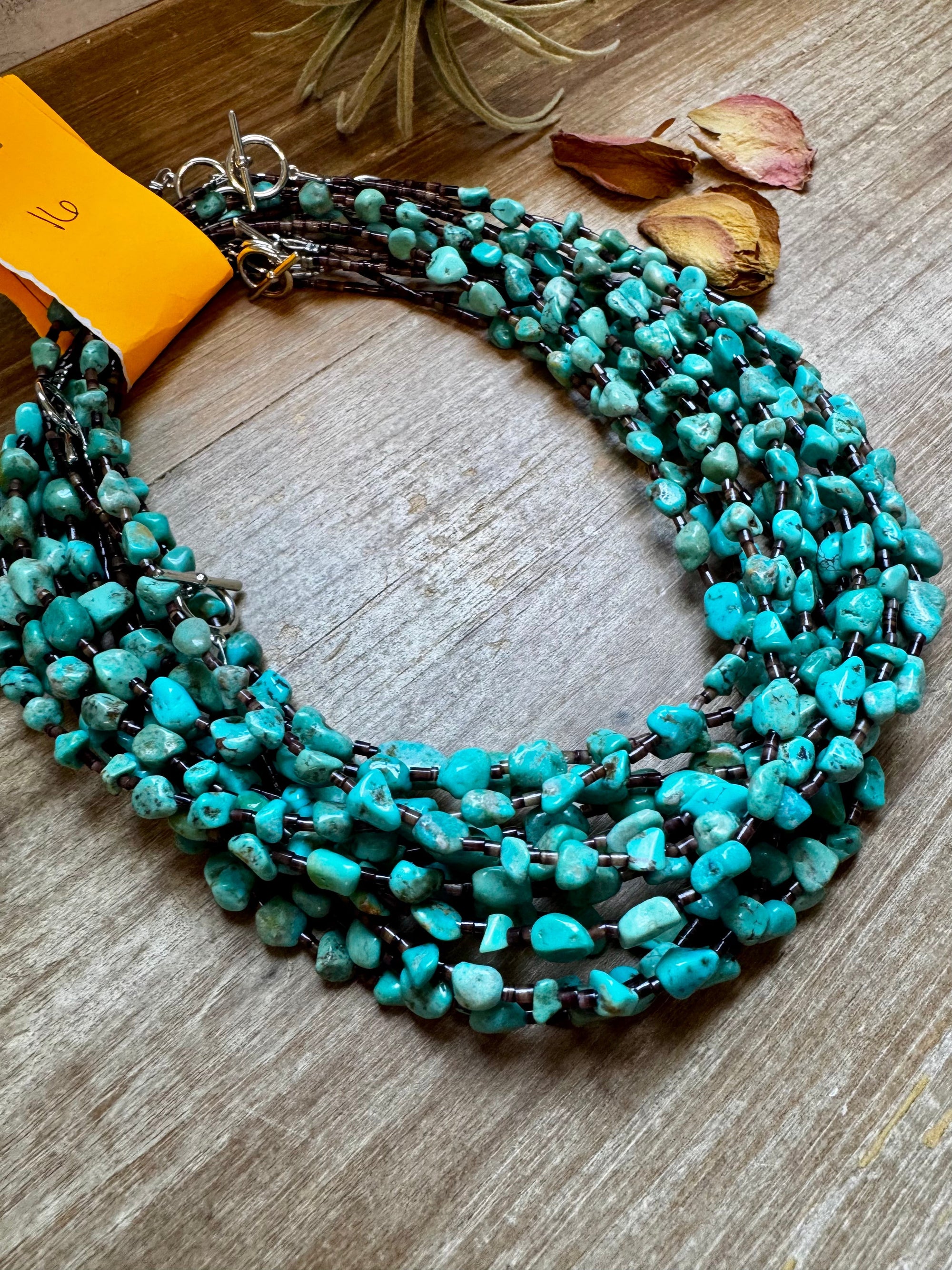 19&quot; Turquoise and Shell Necklace – Bright Natural Stones