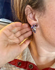 Half Cluster Earrings – Pink Dahlia & Sterling Silver