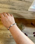 6 mm sterling silver pearls bracelet with  pink conch