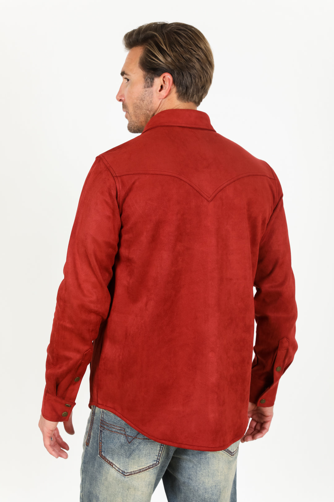 Men&#39;s Faux Suede Overshirt - Red