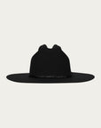 H0008 - BLACK COWGIRL HAT WITH HATBAND AND BLACK FEATHER