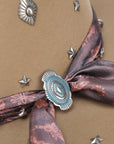 H0014 - SAND COWGIRL HAT WITH FABRIC HATBAND WITH CONCHOS