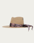 H0014 - SAND COWGIRL HAT WITH FABRIC HATBAND WITH CONCHOS
