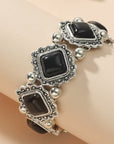 Western Silver Chunky Rodeo Fashion Bracelets - Black