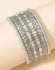 Western Silver Wide Fashion Bracelets  -  Clear