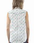 Sleeveless Top Teal Horses Print - HC1006