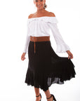 Skirt With Crochet Band Faux Belt - HC439