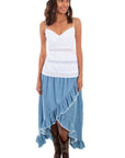 Hi/lo Ruffled Denim Skirt - HC474