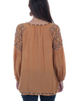 Tie Neck Line W/poet Sleeves Emb. - HC526