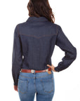 Denim Button Front Sawtooth Pockets - HC591
