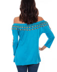 3/4 Sleeve Peasant Top W/emb. - HC600