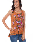 Slvless Scoop Neck Blouse Floral Emb - HC603
