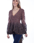 Hi/lo Surplice Top W/balloon Sleeves - HC613