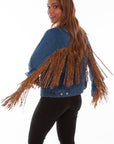 Denim Jacket W/leopard Fringe - HC647