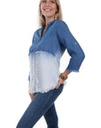 Dip Dye Button Down Blouse - HC651