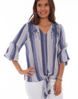 Tie Front Top W/puff Print - HC663