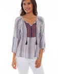 3/4 Sleeve Peasant Top - HC665
