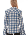 Plaid Bell Sleeve Top - HC753