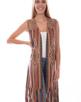 Microfiber Long Serape Print Vest - HC768