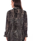 Velvet Button Down French Cuffs Blou - HC800