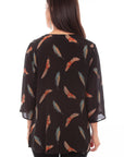 Feather Print Pull Over Blouse - HC801