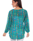 Pullover V-neck Print Blouse - HC810
