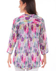 Pullover Tie Front Print Blouse - HC815