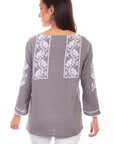 Emb. Blouse W/crochet Trim - HC825