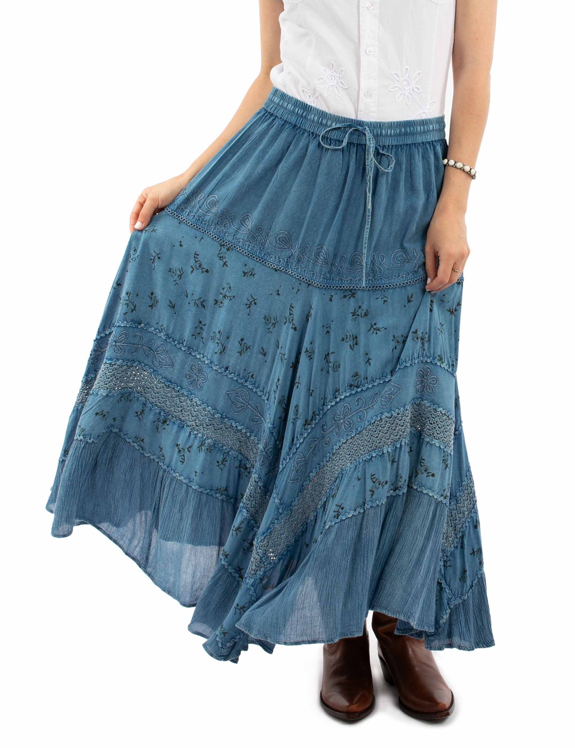Rose Print Rayon Skirt - HC958