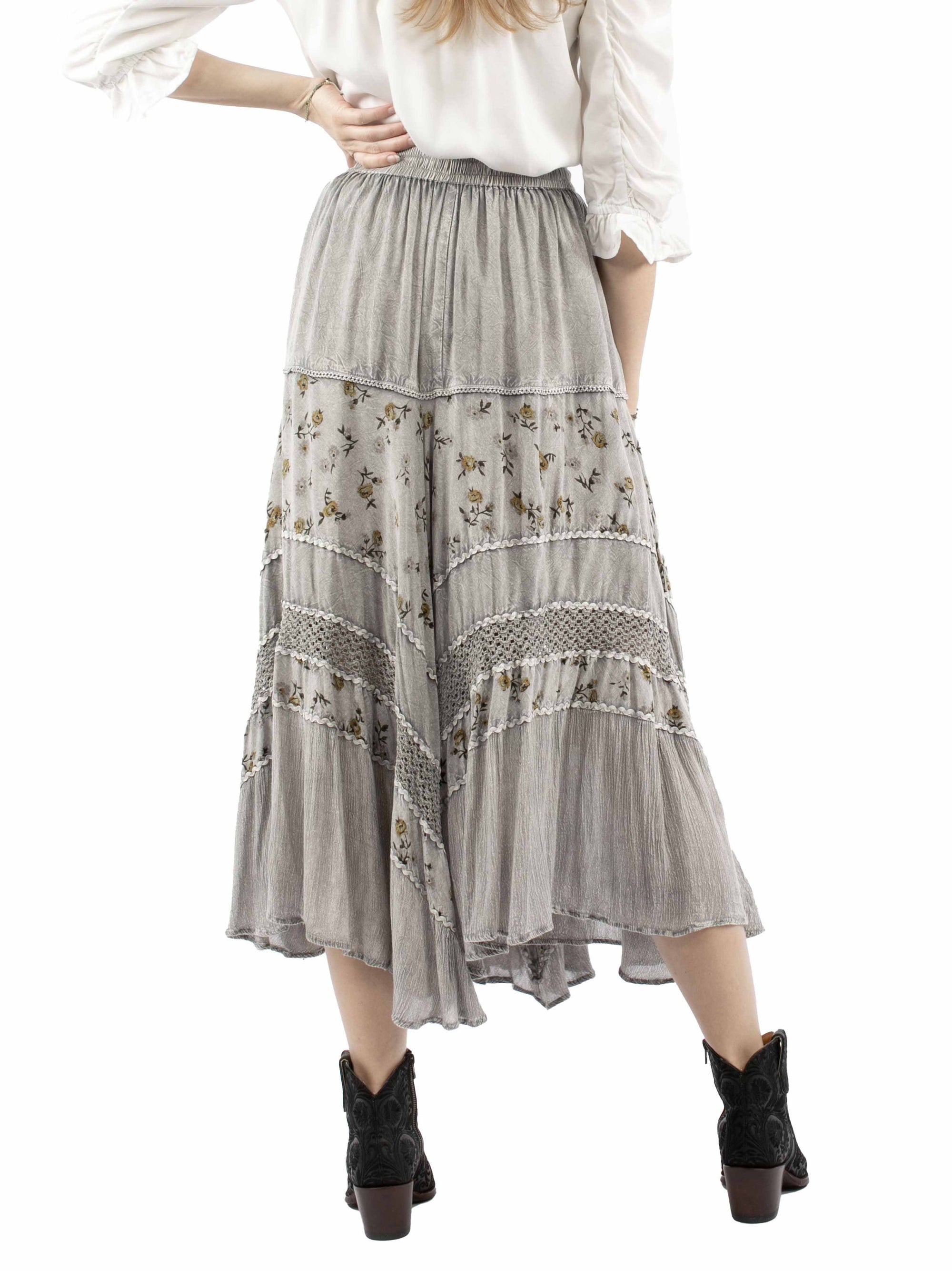 Rose Print Rayon Skirt - HC958