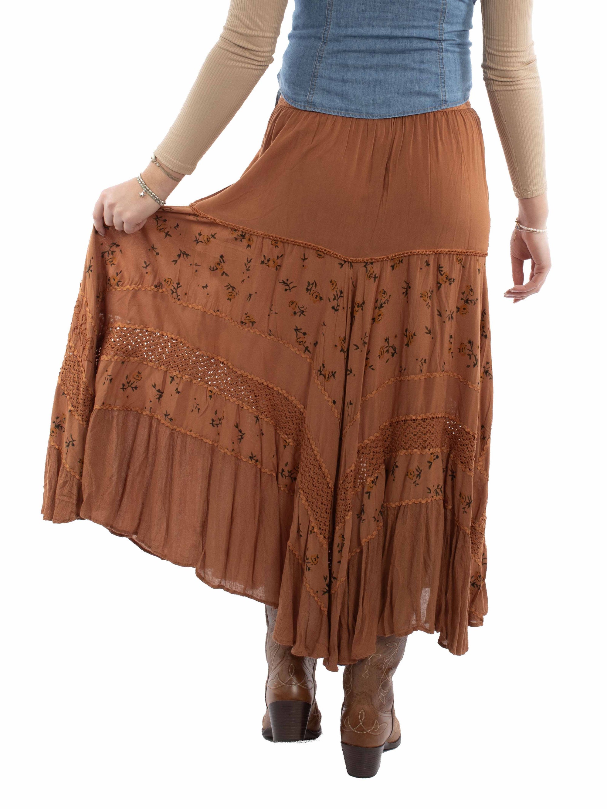 Rose Print Rayon Skirt - HC958