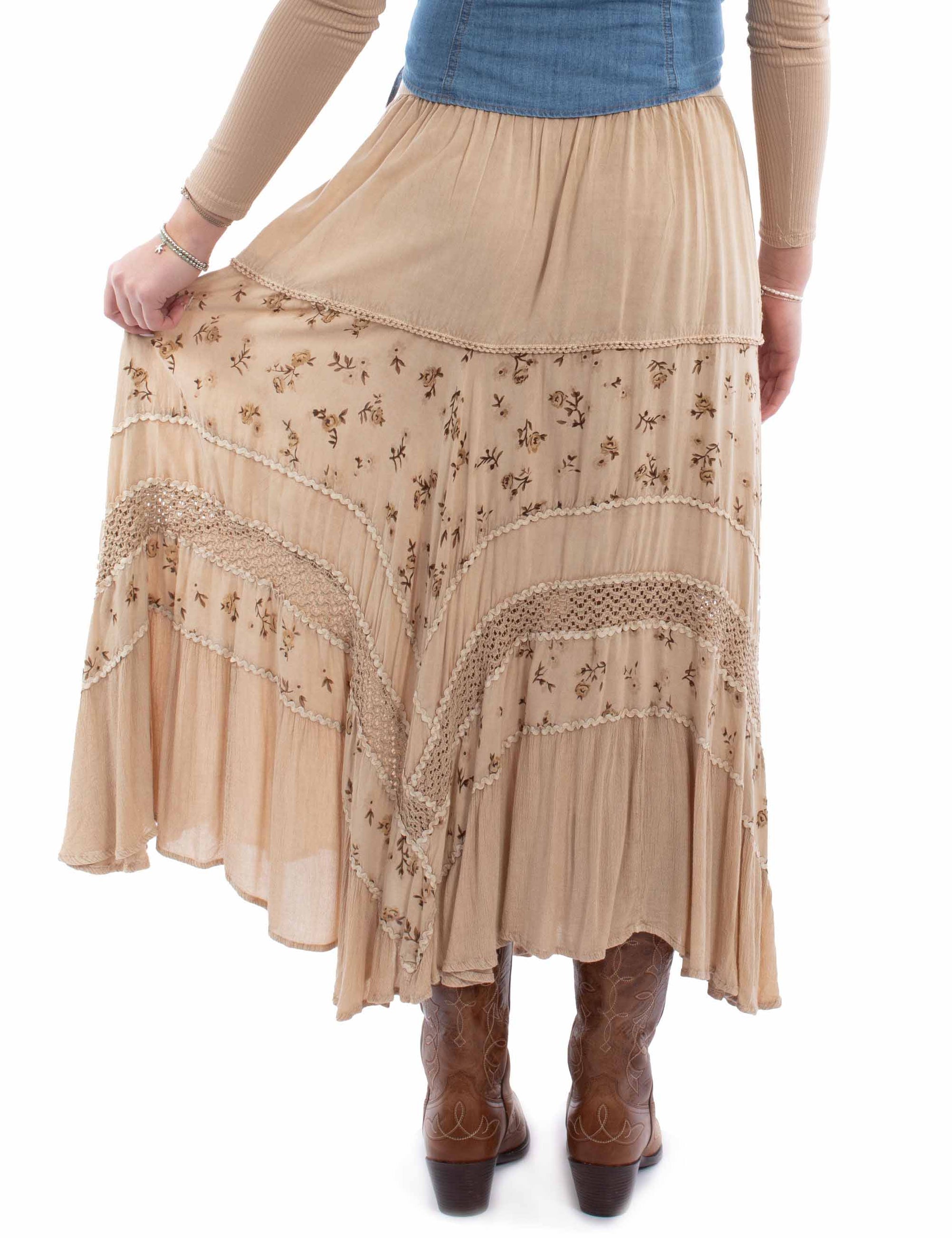 Rose Print Rayon Skirt - HC958