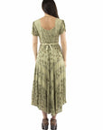 Capsleeve Printed Lace Front Dress - HC959