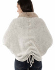 Lace Up Back Cardigan W/faux Fur Trm - HC969