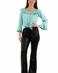 Snake Print Microfiber Bell Pants - HC993