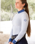 Roxana - French Gray & Cadet Blue Long Sleeve Riding Shirt