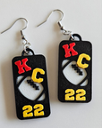 3D Print KC Chiefs Player Number Football Earrings choice of number